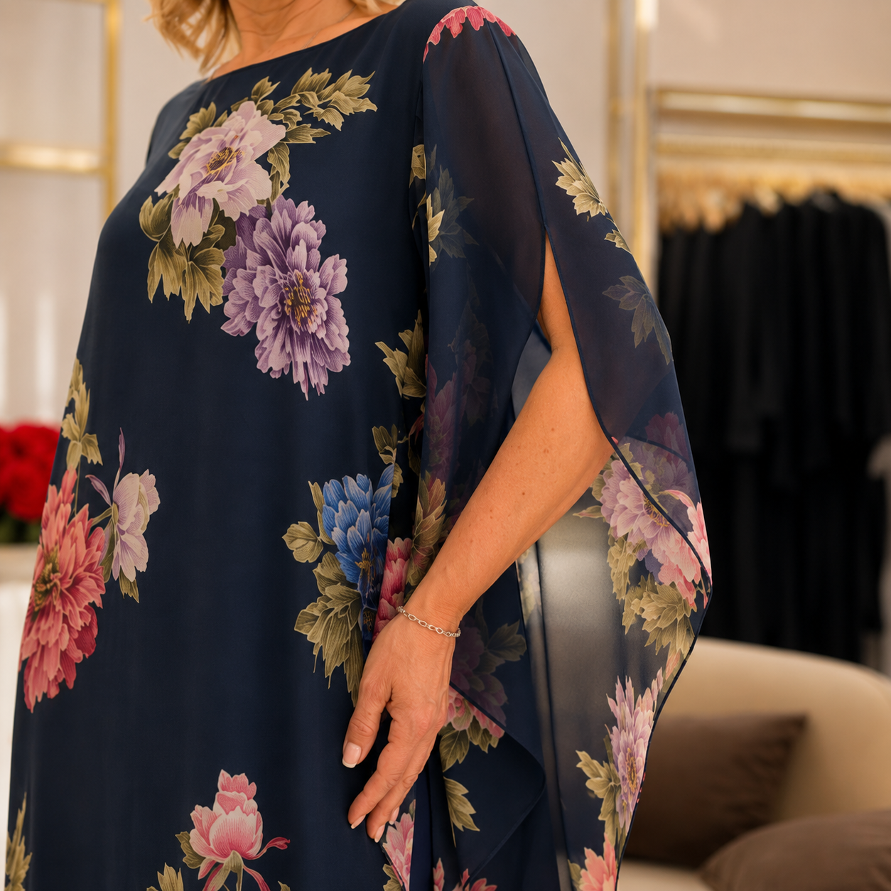 Abito Lungo Elegante a Fiori