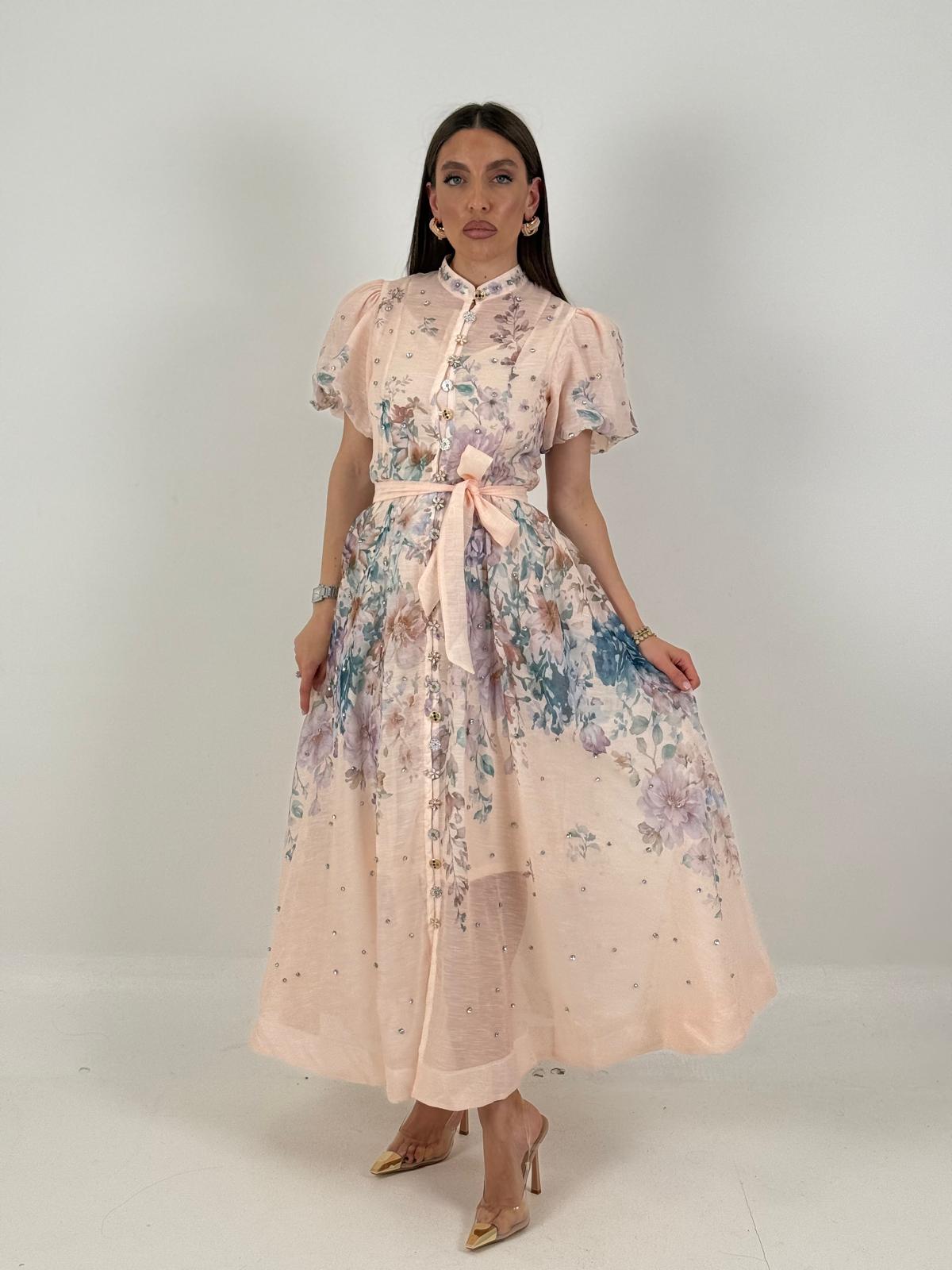 Abito elegante floreale a manica corta