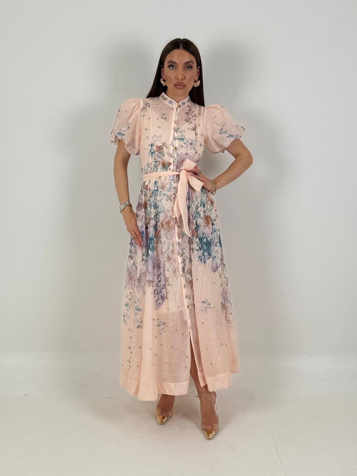 Abito elegante floreale a manica corta