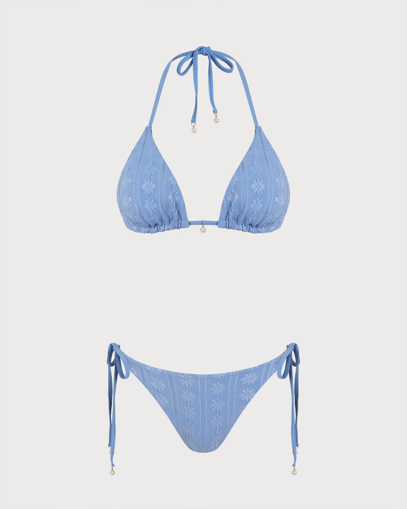 Completo Bikini Reversibile Triangolare con Halter Blu