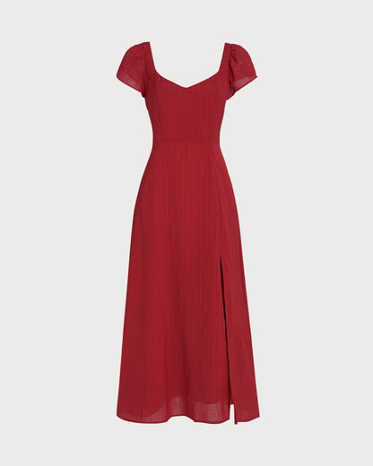Abito con scollo a cuore rosso